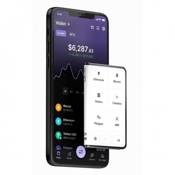 Аппаратный холодный криптокошелек Ledger Stax c чехлом Magnet Shell Black + Recovery Key в Белгороде